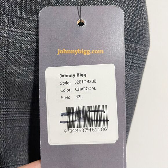Johnny Bigg Trousers Style #J201DB200 Charcoal Size 42L Glen Plaid - Picture 3 of 8